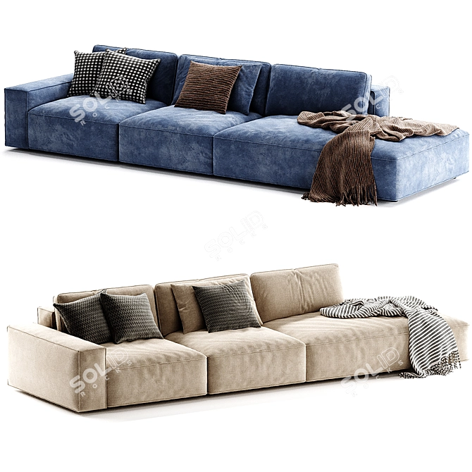 Luxurious Cairoli Sectional Fabric Sofa 3D model image 5