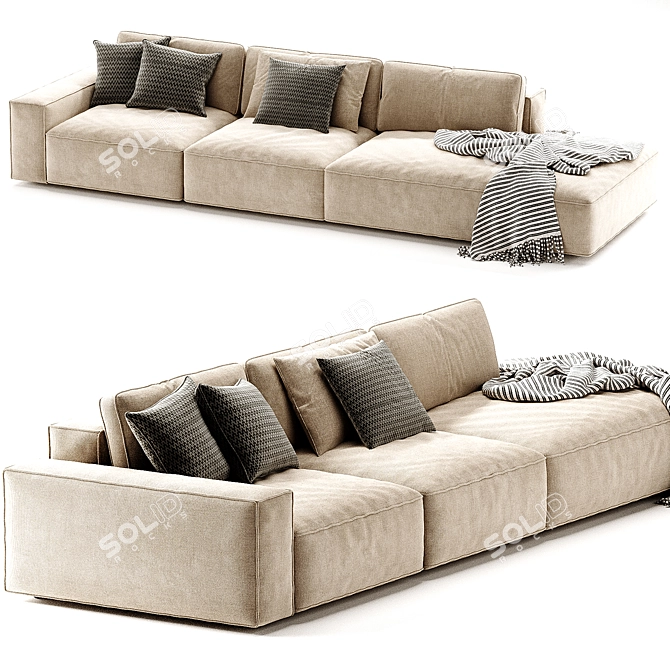 Luxurious Cairoli Sectional Fabric Sofa 3D model image 1