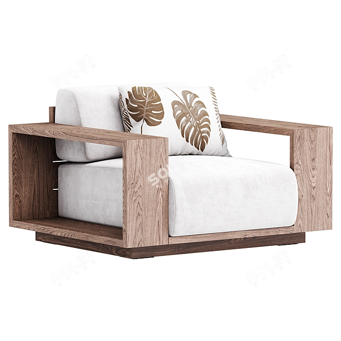 Stylish Mallorca Wood Lounge Chair 3D model image 1