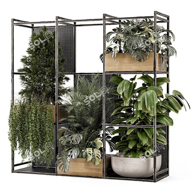 Metal Stand Indoor Plants Set 3D model image 3