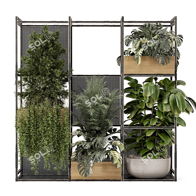 Metal Stand Indoor Plants Set 3D model image 1