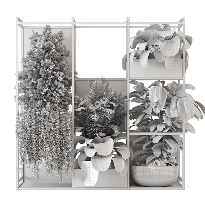 Metal Stand Indoor Plants Set 3D model image 2
