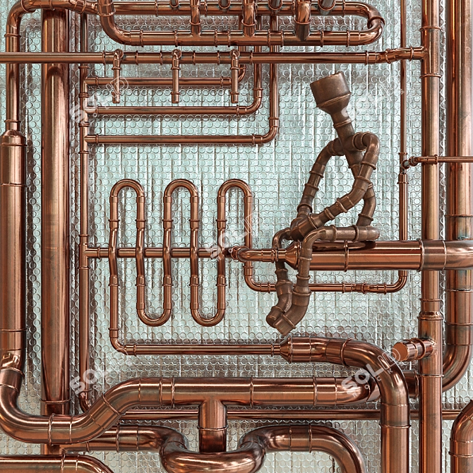 Copper Pipes & Fittings Kit 3D model image 1