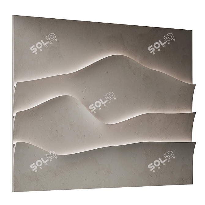 Geometric Gypsum Relief Panel 3D model image 2