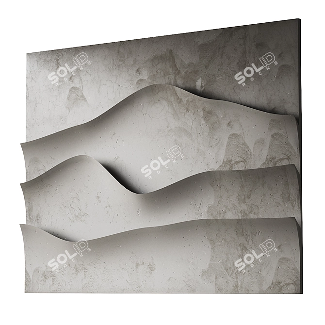 Geometric Gypsum Relief Panel 3D model image 4