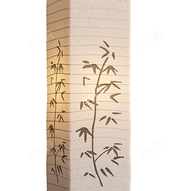 Bamboo Print White Paper Floor Lamp 3D model image 3