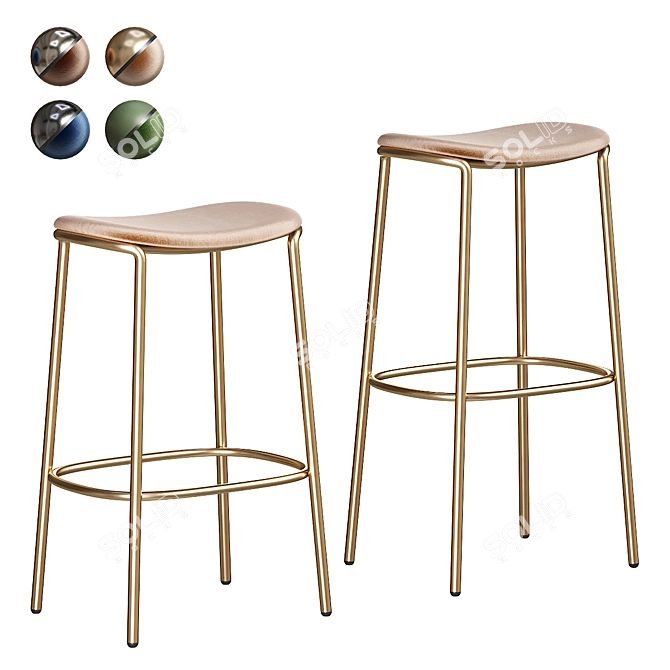 Trick Collection Upholstered Steel Stools 3D model image 3