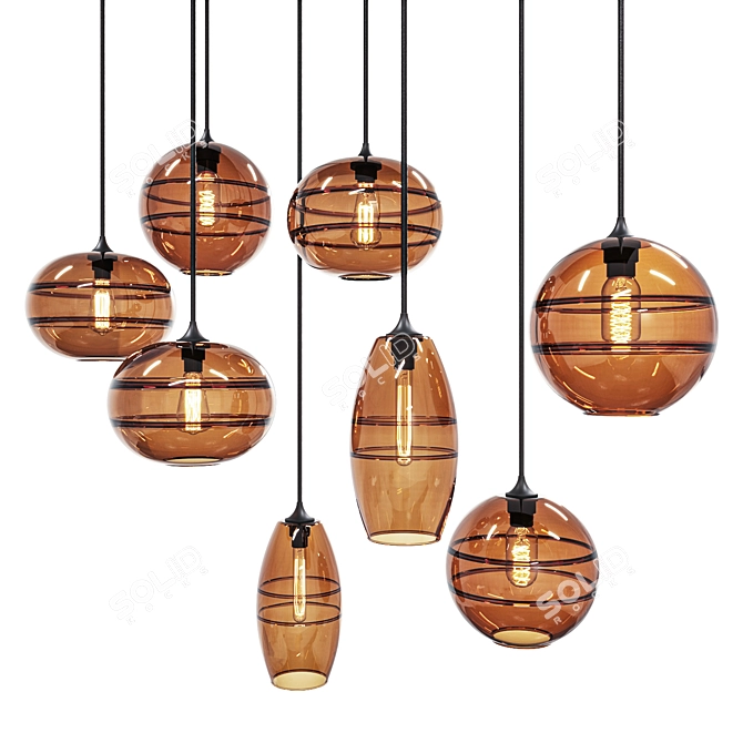 Handcrafted Glass Pendant Lights 3D model image 1