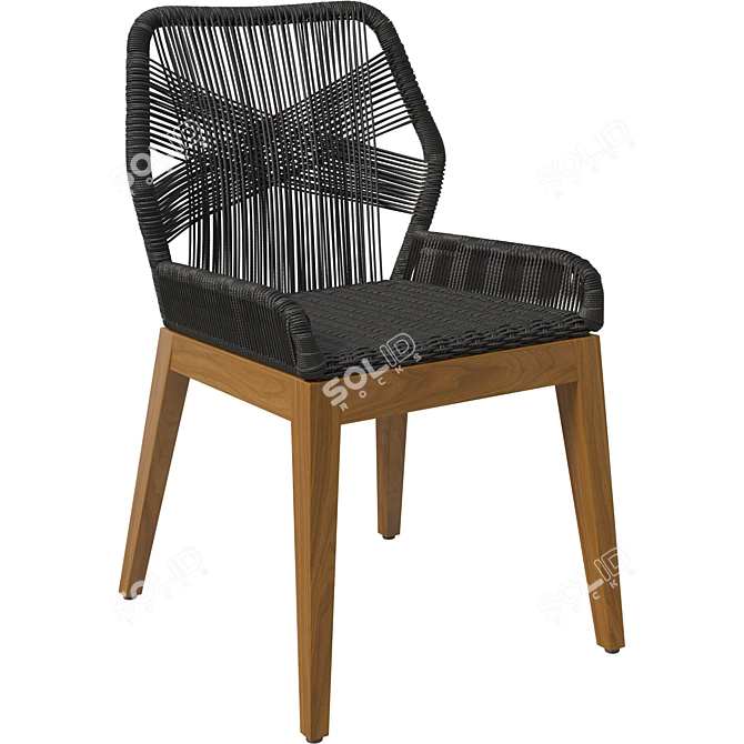 Woven Dining Chair with Wood 3D model image 1