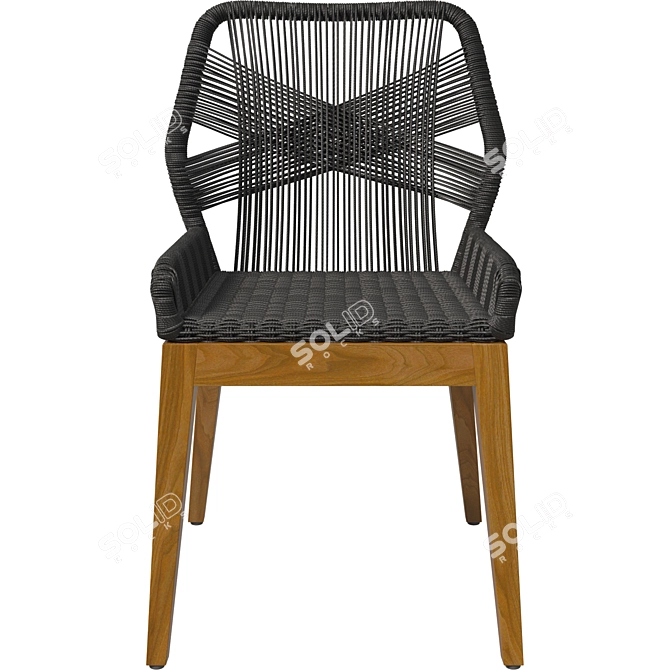 Woven Dining Chair with Wood 3D model image 2