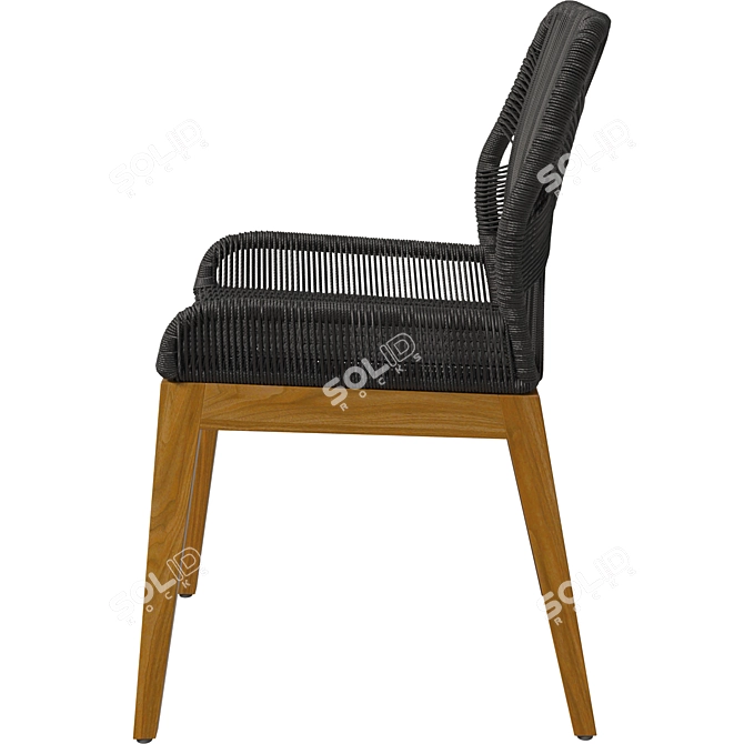 Woven Dining Chair with Wood 3D model image 3