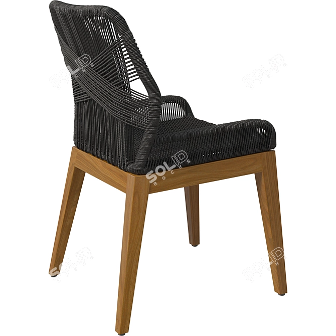 Woven Dining Chair with Wood 3D model image 4