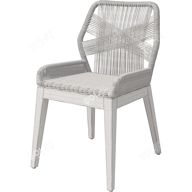 Woven Dining Chair with Wood 3D model image 5