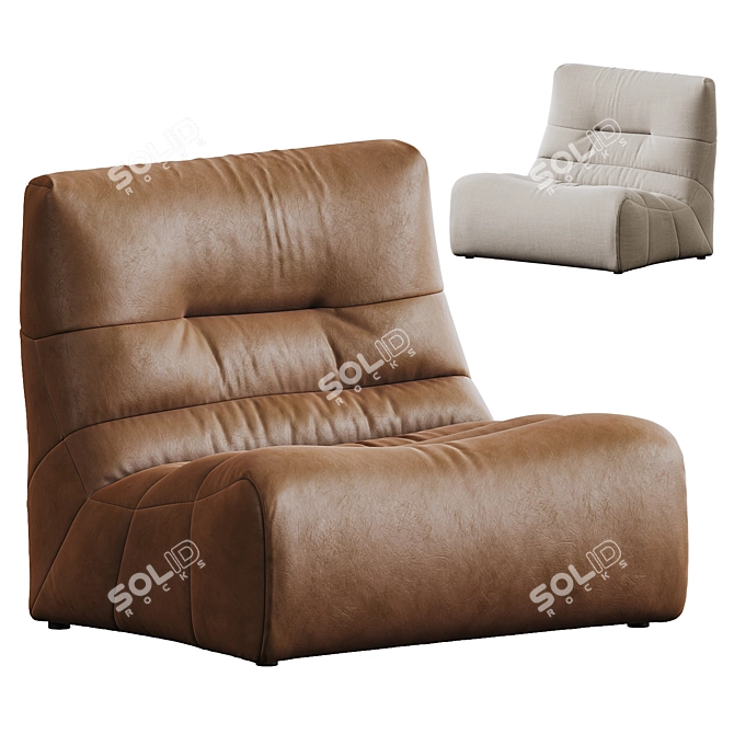 Luxury Leather Recliner with Footrest 3D model image 1