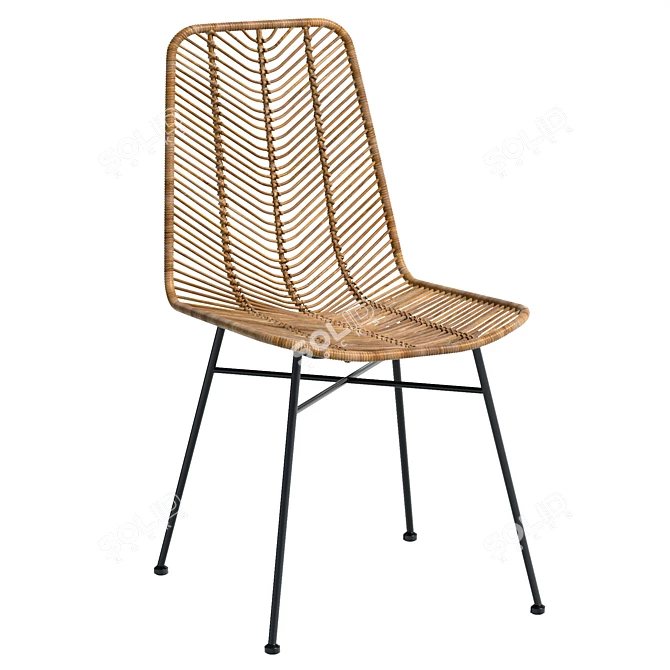 Chevron Rattan Dining Chair 80cm 3D model image 1