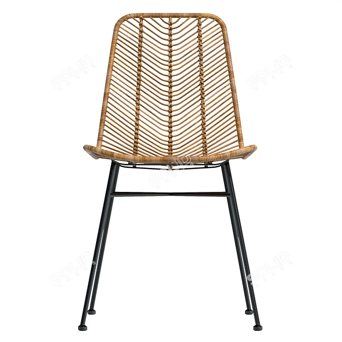 Chevron Rattan Dining Chair 80cm 3D model image 2