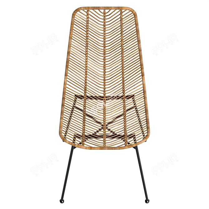 Chevron Rattan Dining Chair 80cm 3D model image 3