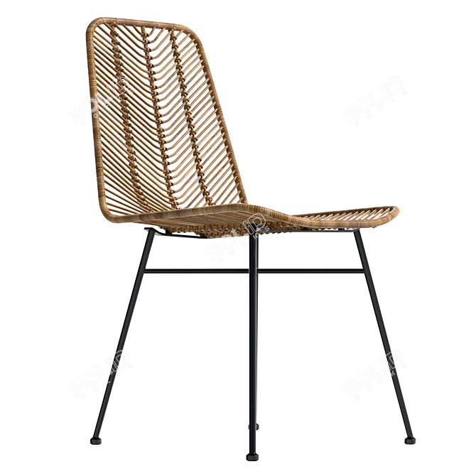 Chevron Rattan Dining Chair 80cm 3D model image 4