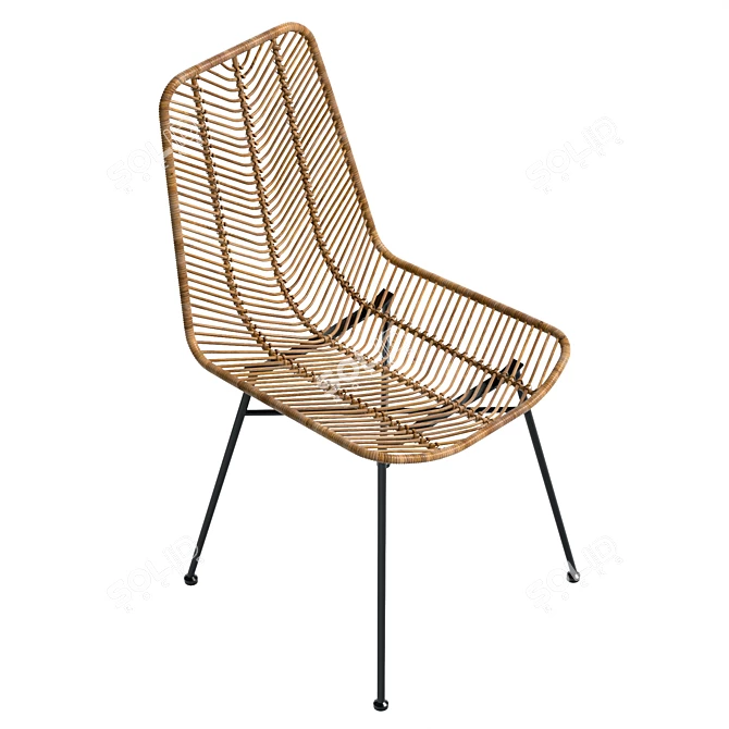 Chevron Rattan Dining Chair 80cm 3D model image 5