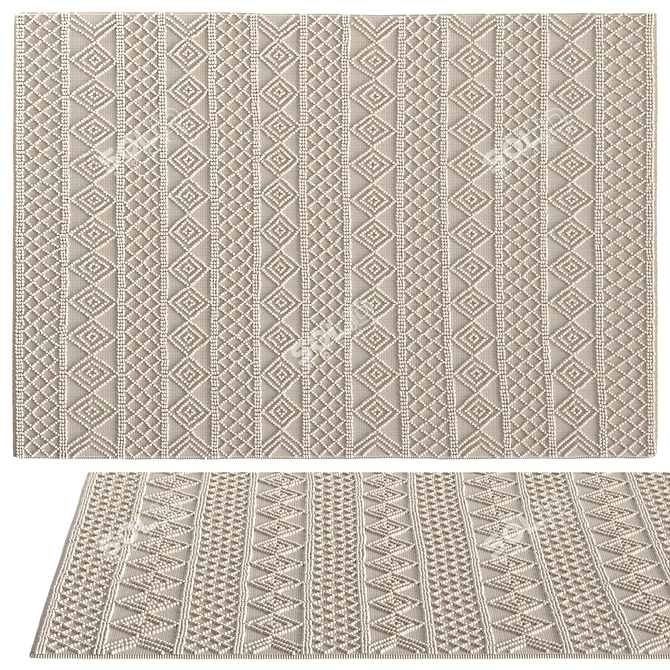 Elevated Geometric Cream Rug 3D model image 1