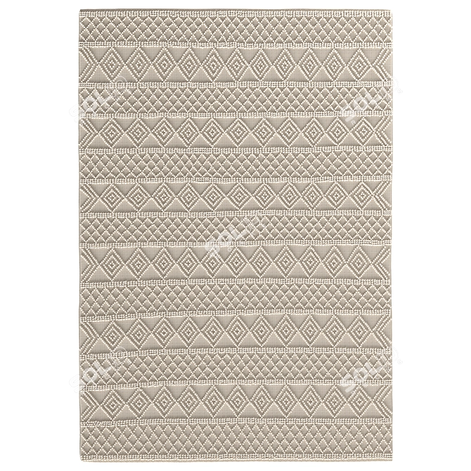 Elevated Geometric Cream Rug 3D model image 2