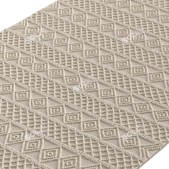 Elevated Geometric Cream Rug 3D model image 3