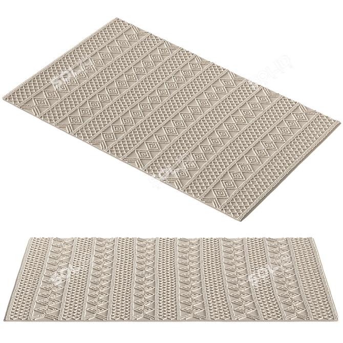 Elevated Geometric Cream Rug 3D model image 5