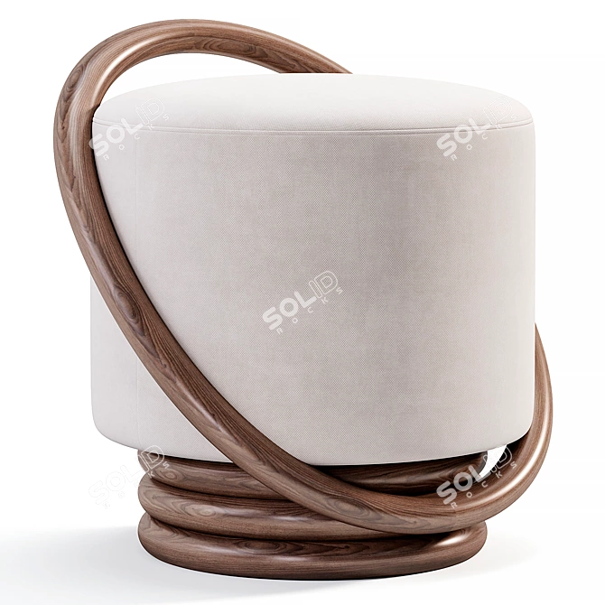 Modern Hoop Walnut Stool 3D model image 4