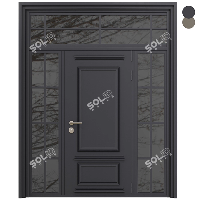 Modern Entry Door Set 90 3D model image 1