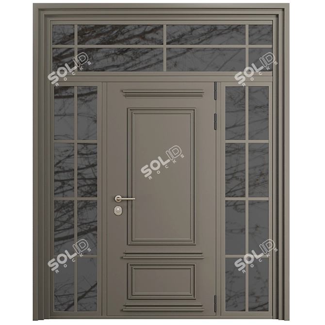 Modern Entry Door Set 90 3D model image 2