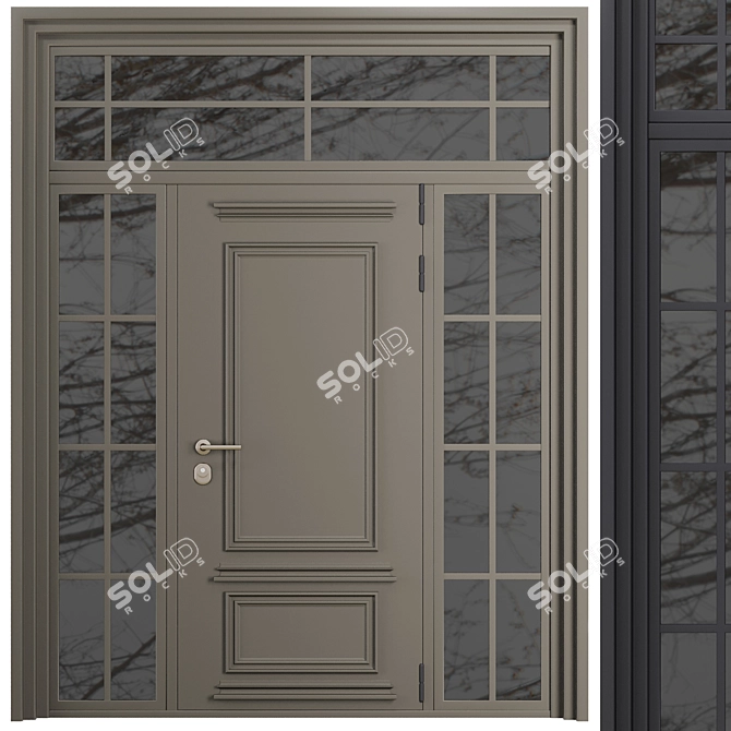 Modern Entry Door Set 90 3D model image 3