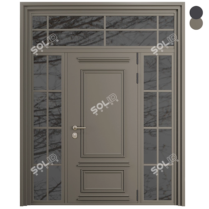 Modern Entry Door Set 90 3D model image 4