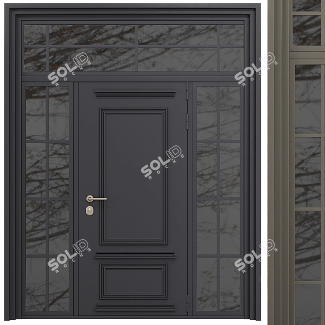 Modern Entry Door Set 90 3D model image 5