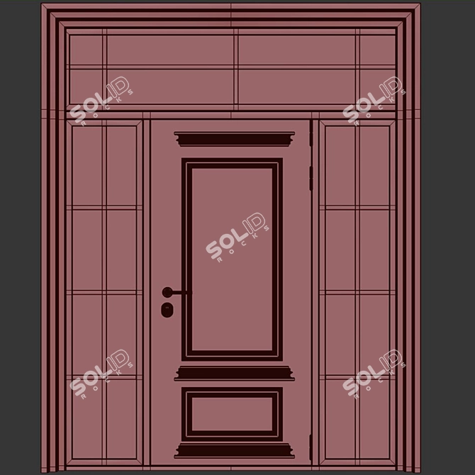 Modern Entry Door Set 90 3D model image 7