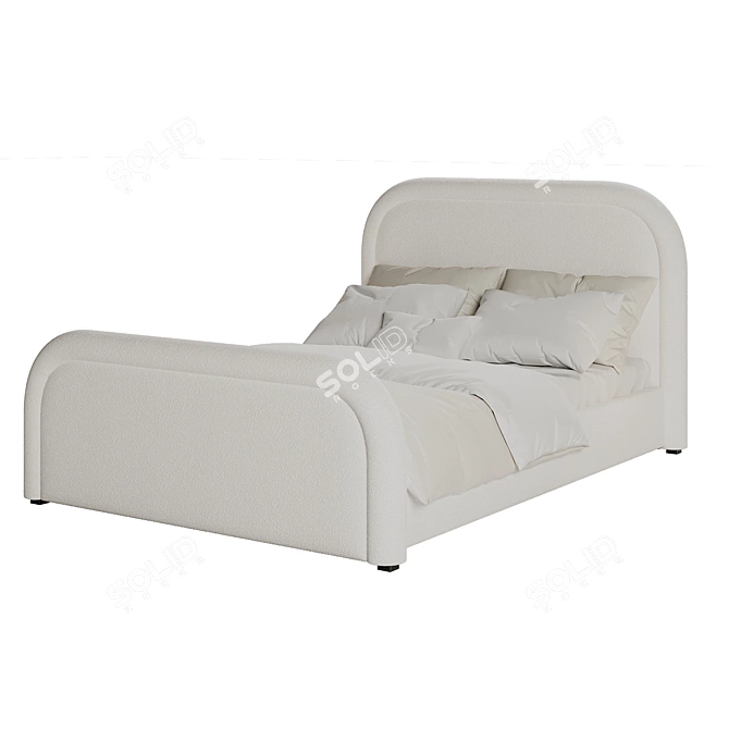 Luxury Off-White Ottoman Bed 3D model image 2