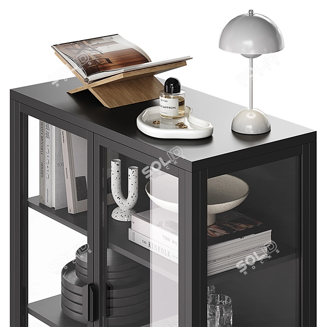 Elegant Black Display Cabinet 3D model image 3