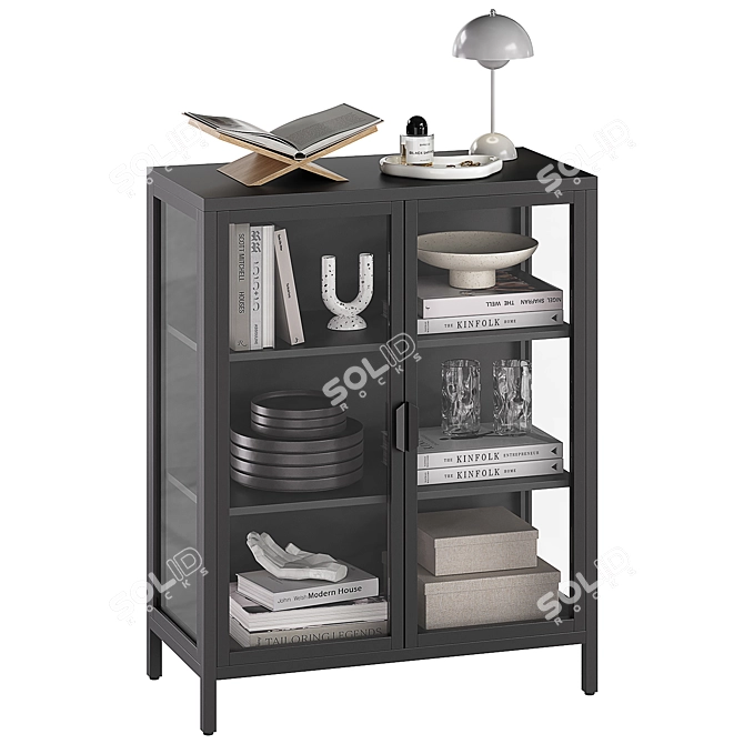 Elegant Black Display Cabinet 3D model image 4