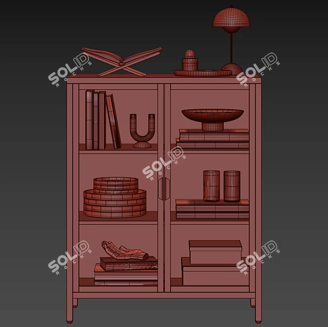 Elegant Black Display Cabinet 3D model image 5