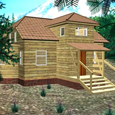 Forest Retreat: Rustic Cabin Hideaway 3D model image 1 