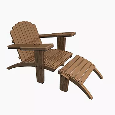 Foldable Wooden Sun Lounger 3D model image 1 