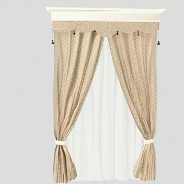 Elegant Window Curtain 3D model image 1 