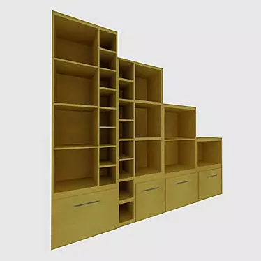 Tiered 4-Level Wall Unit 3D model image 1 