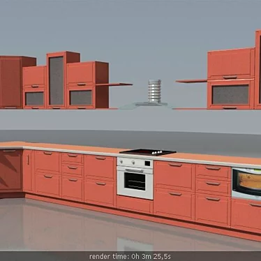 Modular Kitchen Liliya: Authentic Materials & Stylish Facade 3D model image 1 
