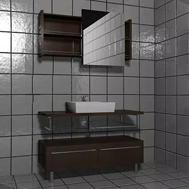 Metal Ray Bathroom Furniture Set 3D model image 1 