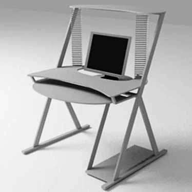 Modern Tech Desk: Space-Saving Design 3D model image 1 