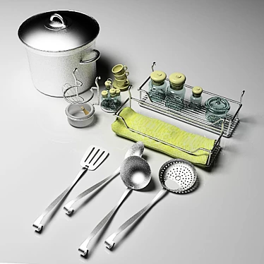 Versatile Kitchen Utensils Set 3D model image 1 