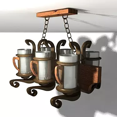 Wooden Beer Mug Chandelier 3D model image 1 