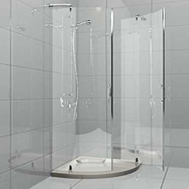 Modern Angular Shower Cubicle 3D model image 1 