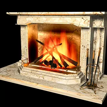 Elegant Textured Fireplace 3D model image 1 