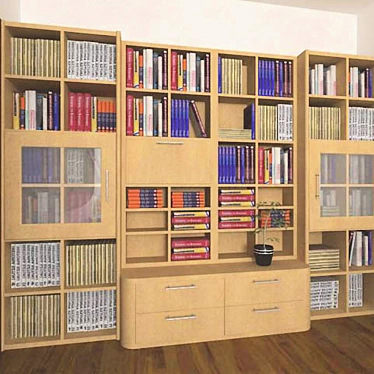 Book Haven: Stylish Wall-Mounted Storage 3D model image 1 
